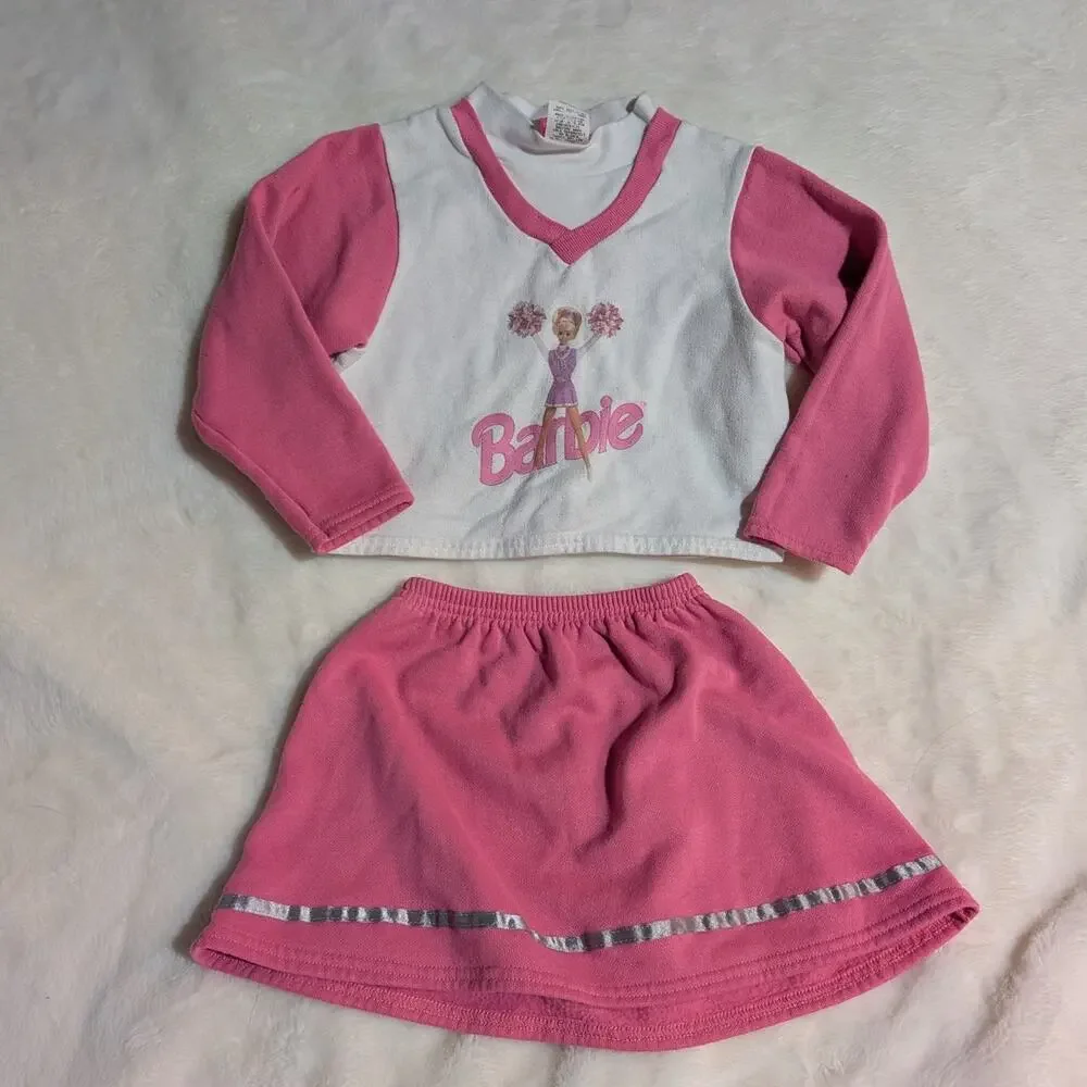 Vintage Barbie | Cheerleader Sweatshirt & Fleece Skirt Outfit Set | Girls 4